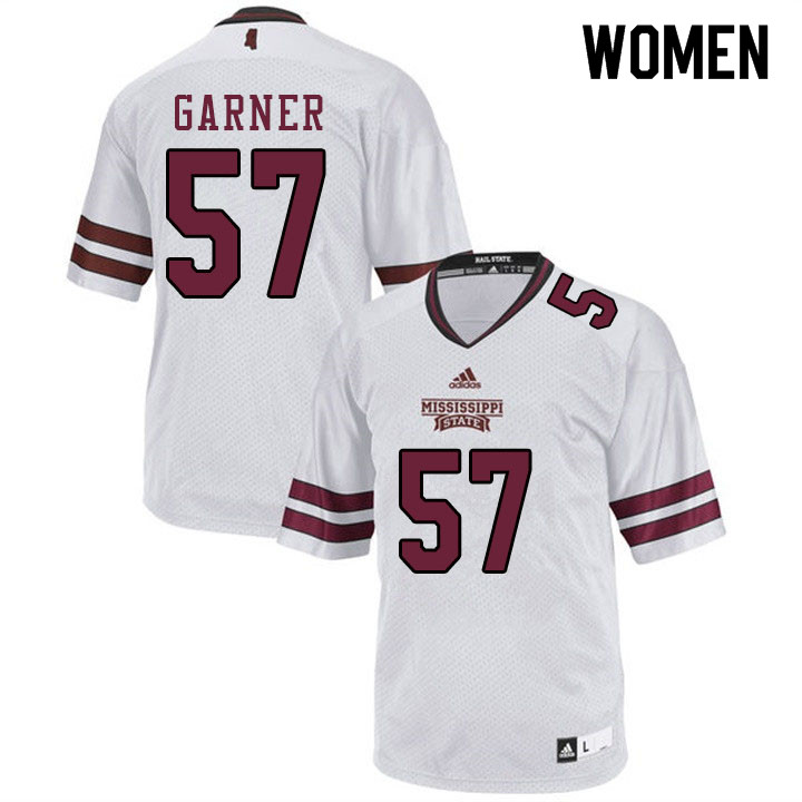 Women #57 John Garner Mississippi State Bulldogs College Football Jerseys Sale-White